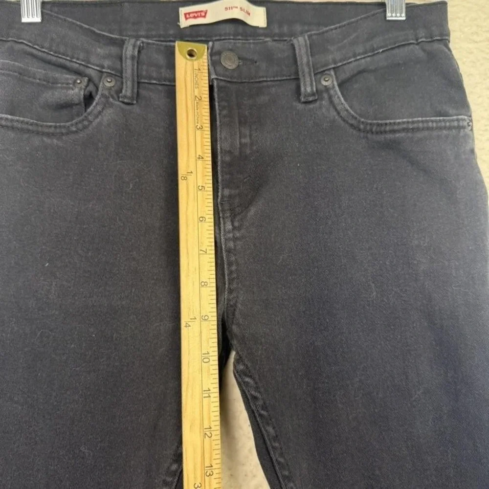 Levis 511 Jeans Mens 30x30 Black Slim Fit Denim Five Pocket‎ Zip Fly Red Tab